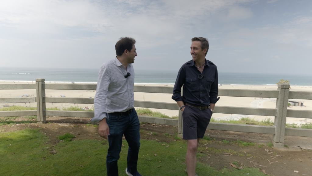 Christopher Weissberg avec Philippe Cousteau à Santa Monica (Etats-Unis)